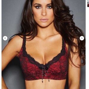 Frederick’s of Hollywood lace full figure lace up corset bra Size 40D